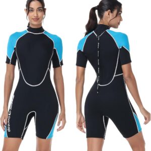 1,5 mm Shorty wetsuit voor dames en heren, kort - ritssluiting op de