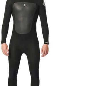 2025 Rip Curl Heren Omega 4/3mm Rug Ritssluiting Wetsuit - Blac