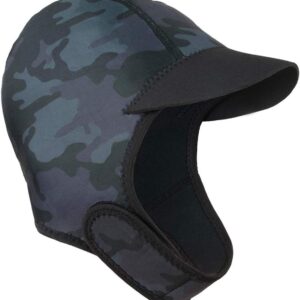 2MM Neoprene Surf Beanie Swimming Cap with Chin Strap Adjustable Quick Dry Diving Cap for Swimming and Surfing