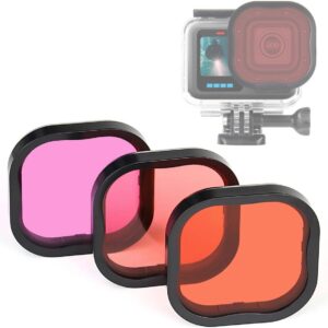 3-delige duikfilterset Geschikt voor GoPro Hero 8/9/10 in zwarte waterdichte behuizing - Kleurcorrectie voor diepduiken/duiken/onderwaterfotografie