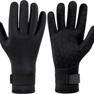 3mm neopreen handschoenen met 5 vingers voor warm duikpak, flexibele anti-slip surfhandschoenen, verstelbare polsbandjes voor duiken snorkelsurfen peddelen kajakken zwemmen - L(Geschikt voor handmade 3.3in-3.5in)