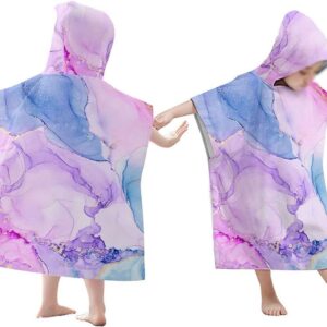 Aankleedpoof voor kinderen - surfponcho met capuchon - tie-dye bedrukte badhanddoek - lichtgewicht sneldrogend - voor strand en zwemmen