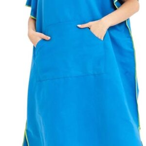 Allecta - Grote strandponcho 110x90 cm voor volwassenen - Surfen - Sneldrogende microvezel badjas - Blauw