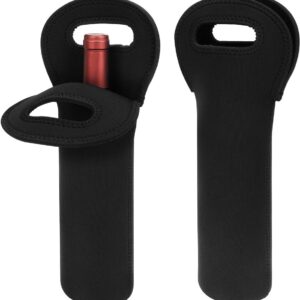 Allecto - Geïsoleerde Draagtas Voor Fles - Draagbaar - Neopreen - Wijnfleshouder - Picknickdrankhouder - Buitengebruik - Zwarte Kleur - Geschikt voor Reizen - 2-Delig - Flesdrager voor Buitenactiviteiten 750 ml