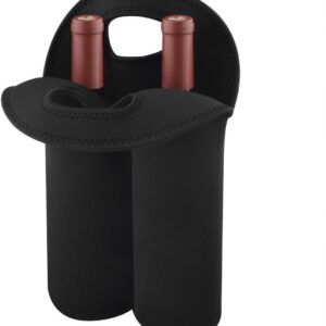 Allecto - Wijn Reisdrager en Koeltas - Picknick Koeler - Geschikt voor Picknics en Reizen - Zwart - Wijn Draagtas van Duurzaam Materiaal - Koeltas voor Wijnflessen