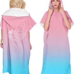 Allecto plus - Volwassen Hooded Strandlaken Badponcho 75x110cm - Strand Surfen Zwemmen Baden - Wetsuit Veranderende Handdoek Poncho Deken.