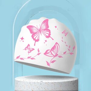 Antislip siliconen zwemmuts, waterdichte herbruikbare zwemmuts voor lang haar, modieuze zwemmutsen met patroon voor dames en heren, accessoires voor professionele zwemmers, Wit