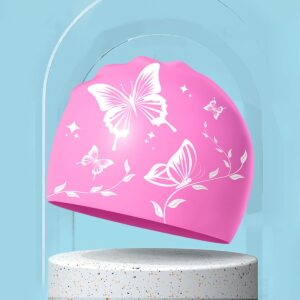 Antislip siliconen zwemmuts, waterdichte herbruikbare zwemmuts voor lang haar, modieuze zwemmutsen met patroon voor dames en heren, accessoires voor professionele zwemmers, Roze