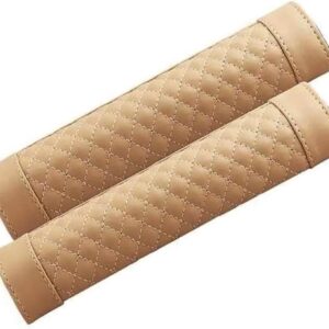 Autogordelkussen - Schouderkussen Gordel - Comfortabel Rijden - Ademend PU Leer - 2 Stuks - Beige