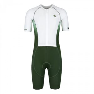 BTTLNS trisuit - triathlon pak - PRO Aero trisuit - trisuit korte mouw heren - langeafstand triathlon - Nemean 1.0 - groen-wit - M