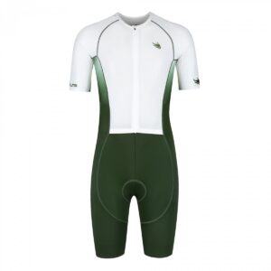 BTTLNS trisuit - triathlon pak - PRO Aero trisuit - trisuit korte mouw heren - langeafstand triathlon - Nemean 1.0 - groen-wit - XL