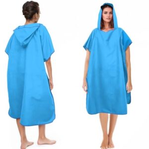 Badponcho Microvezel - Surf Poncho Omkleedhulp - Strand en Zwemmen - Persoonlijke Kleedkamer - 110 x 90 cm - Hemelsblauw
