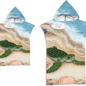 Badponcho met Capuchon - Omslagdoek Handdoek - Strand en Zwembad - Absorberend Microvezel - Kinderen en Volwassenen - Onderwater Wereld Print