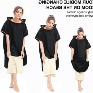 Badponcho voor Mannen en Vrouwen van Microvezel, Ideaal voor Surfen en Zwemmen (Zwart)
