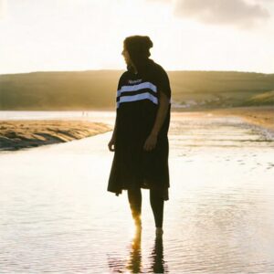 Beach basha changing robe: blue stripes