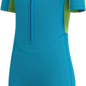 Bovista Wetsuit Kinderen - Swimsuit - Shorty - Surfpak - Duikpak - Lange Mouw - Zwemsuit - Blauw/Groen - 14y