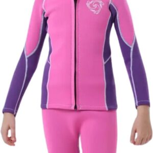 Bovista Wetsuit Kinderen - Swimsuit - Shorty - Surfpak - Duikpak - Lange Mouw - Zwemsuit - Roze - S