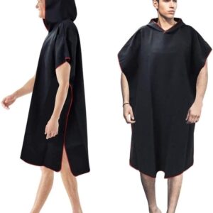Changing Poncho Towel - Quick Dry Robe - Hooded Towel - Microfiber Wetsuit - Surf Poncho met Hood voor Surfing en Zwemmen - Unisex - Zwart