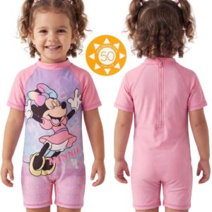 DISNEY Minnie Mouse Roze badpak voor meisjes, met korte mouwen, UV 50