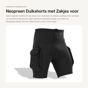 Dailygoods- Duikbroek 3 mm Neopreen - Heren Snorkelshorts - Korte Duikbroek - Dubbele Zak - Ademend en Comfortabel - Ergonomisch Ontwerp - Duikshorts
