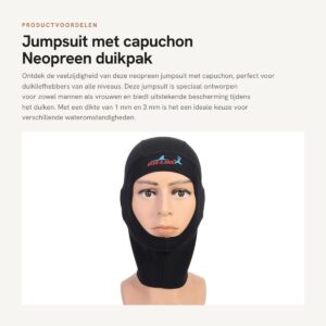 Dailygoods- Jumpsuit met capuchon - Neopreen - Duikmuts - Duikhoed - Dikte 1mm - Geschikt voor mannen/vrouwen - Duurzaam materiaal - Wetsuit