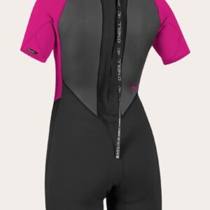 Dames Shorty Wetsuit 2mm Dik Korte Mouwen - Zwart/Bordeaux