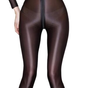 Dames Wetlook Jumpsuit Lange Mouwen One Piece Bodysuit voor Feest en Sport