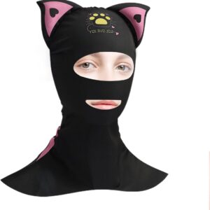 Duik Capuchon - Wetsuit Hoofddeksel - Onderwater Avonturen - Schattig Kattenoor Ontwerp - 19 x 15.9 cm - Zwart