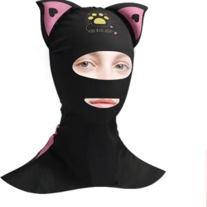 Duikmuts met Kattenoren - Wetsuit muts Zwemkap - Onderwater avonturen - Cartoon Kawaii Design - 38.5 cm Lengte - Zwart