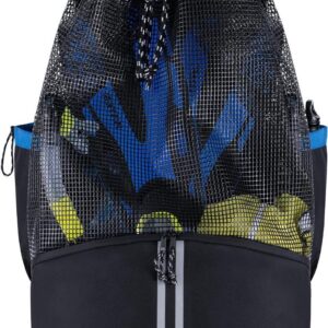 Duiktas Mesh Rugzak - Sportuitrusting Tas - Water Sporten - Grote Capaciteit Ademend - 73 cm Hoog - Zwart Blauw