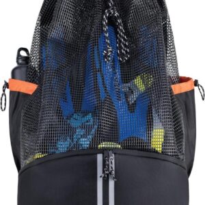 Duiktas Rugzak - Snorkeluitrusting Tas - Duikspullen Vervoeren - Grote Capaciteit - XL - Zwart-oranje