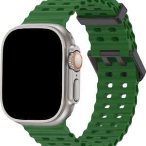 FFO2World Ocean Sport Band - Compatibel met Apple Watch Ultra 2/Ultra Band 49mm 46mm 45mm 44mm 42mm (Series 3/2/1) - Grass Groen - voor Heren en Dames, Ademende Zachte Silicone Waterdichte Marine Band voor iWatch Series 10 9 SE 8 7 6 5 4 3 2 1