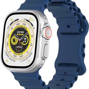 FFO2World - Ocean Sport Band van Zacht Siliconen - Donkerblauw - Geschikt voor Apple Watch 42(Series 1/2/3)/44/45/49mm (Ultra & Series 10 t/m 1) - Waterdicht & Comfortabel Sportbandje voor iWatch