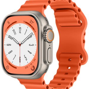 FFO2World - Ocean Sport Band van Zacht Siliconen - Oranje - Geschikt voor Apple Watch 42(Series 10)/41/40/38mm (Series 10 t/m 1) - Waterdicht & Comfortabel Sportbandje voor iWatch
