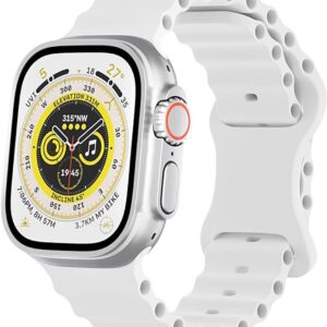 FFO2World - Ocean Sport Band van Zacht Siliconen - Wit - Geschikt voor Apple Watch 42(Series 10)/41/40/38mm (Series 10 t/m 1) - Waterdicht & Comfortabel Sportbandje voor iWatch