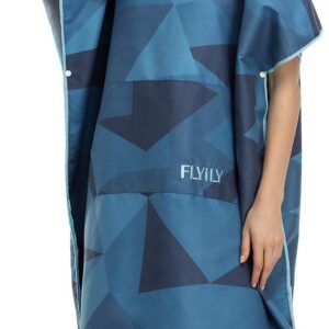 FLYILY Surf Poncho Mobiele Verschoonkamer Verschoonhulp en Gezellige Badjas in Eén Modieus en Handig (NavyGeometry, Groot (Geschikt voor Volwassenen))
