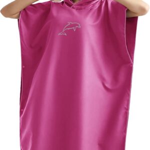 Famanu - Microvezel badponcho met capuchon - sneldrogende handdoek poncho voor strand - surfen - sauna en zwemmen - unisex model - roze - 110 x 80 cm