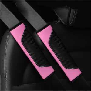Gordelkussen Auto - Schouderbeschermer Gordel - Comfortabel Rijden - Zachte PU-leren Vulling - 2 stuks - Roze