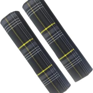 Gordelkussen Auto - Schouderbeschermer Gordel - Comfortabel Rijden - Zachte Tartan Stof - 29 inch Lengte - Geel
