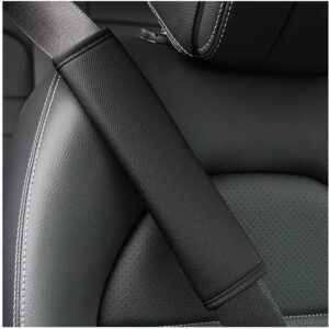 Gordelkussen Auto - Schouderhoes Gordel - Comfortabel Rijden - PU-leer met Reliëf - 1 stuk - Zwart