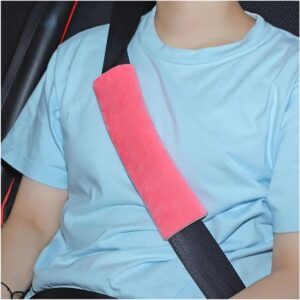 Gordelkussen Auto - Veiligheidshouder - Comfortabel Rijden - Zachte Pluche Stof - 23 cm - Roze