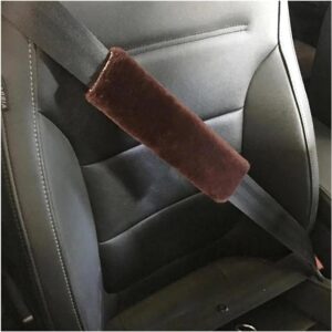Gordelkussens Auto - Schouderbeschermers Gordel - Comfortabel Rijden - Zacht Pluche Materiaal - 25x10 cm - Koffie