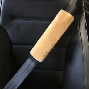 Gordelkussens Auto - Veiligheidskussens - Comfortabel Rijden - Zachte Pluche Stof - 24x13 cm - Camel