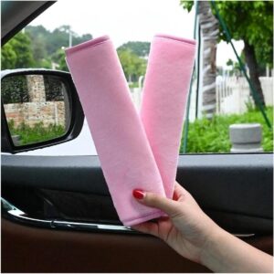 Gordelkussens - Veiligheidskussens - Comfortabel Rijden - Zachte Katoen Stof - Set Van Twee - Roze
