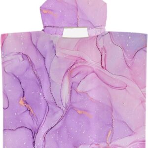 Handdoek Poncho Kinderen - Omkleedponcho Badjas - Snel Omkleden Strand - Ultra Absorberende Microvezel - 60x60cm - Paars