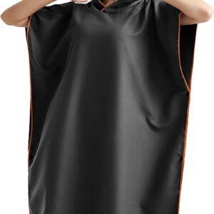 Handdoekponcho, 110 x 80 cm, microvezel, surfponcho, sneldrogende badponcho, lange omkleedhulp met capuchon voor heren en dames, ideale poncho handdoek voor strand, branding, surfen, sauna,