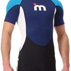 Herenshorty Wetsuit - Korte wetsuit - Watersport zomer - 2mm neopreen paneel - Korte mouw - Blauw wit zwart