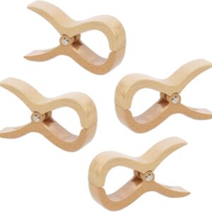 Houten Was Knijpers - Grote Klemmen - Handdoeken Bevestigen - Duurzaam Hout Materiaal - 13 cm Lengte - Natuurlijk Beige