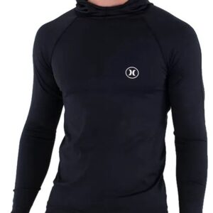 Hurley Slim Fit Icon Hooded Rash Guard Met Lange Mouwen Zwart L Man