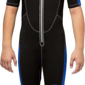 Junior Wetsuit - Korte wetsuit - Watersport Bescherming - Dubbel gevoerd neopreen - 2 mm dikte - Zwart Blauw